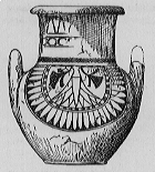 EGYPTIAN VASE WITH INVERTED LOTUS DESIGN.