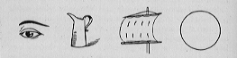 pictorial writing an eye, a can, a sail, a round