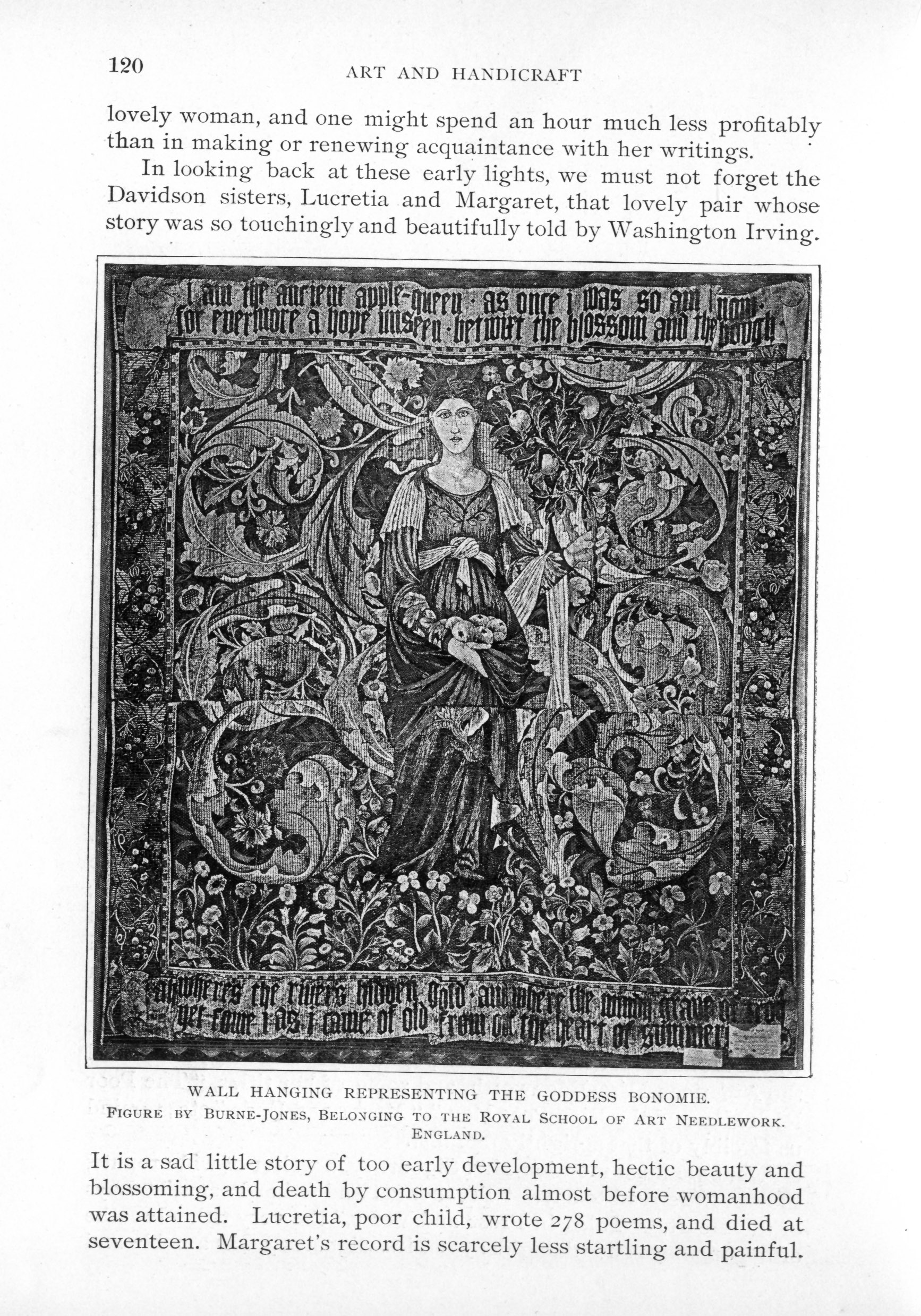 millefleur tapestry with standing woman