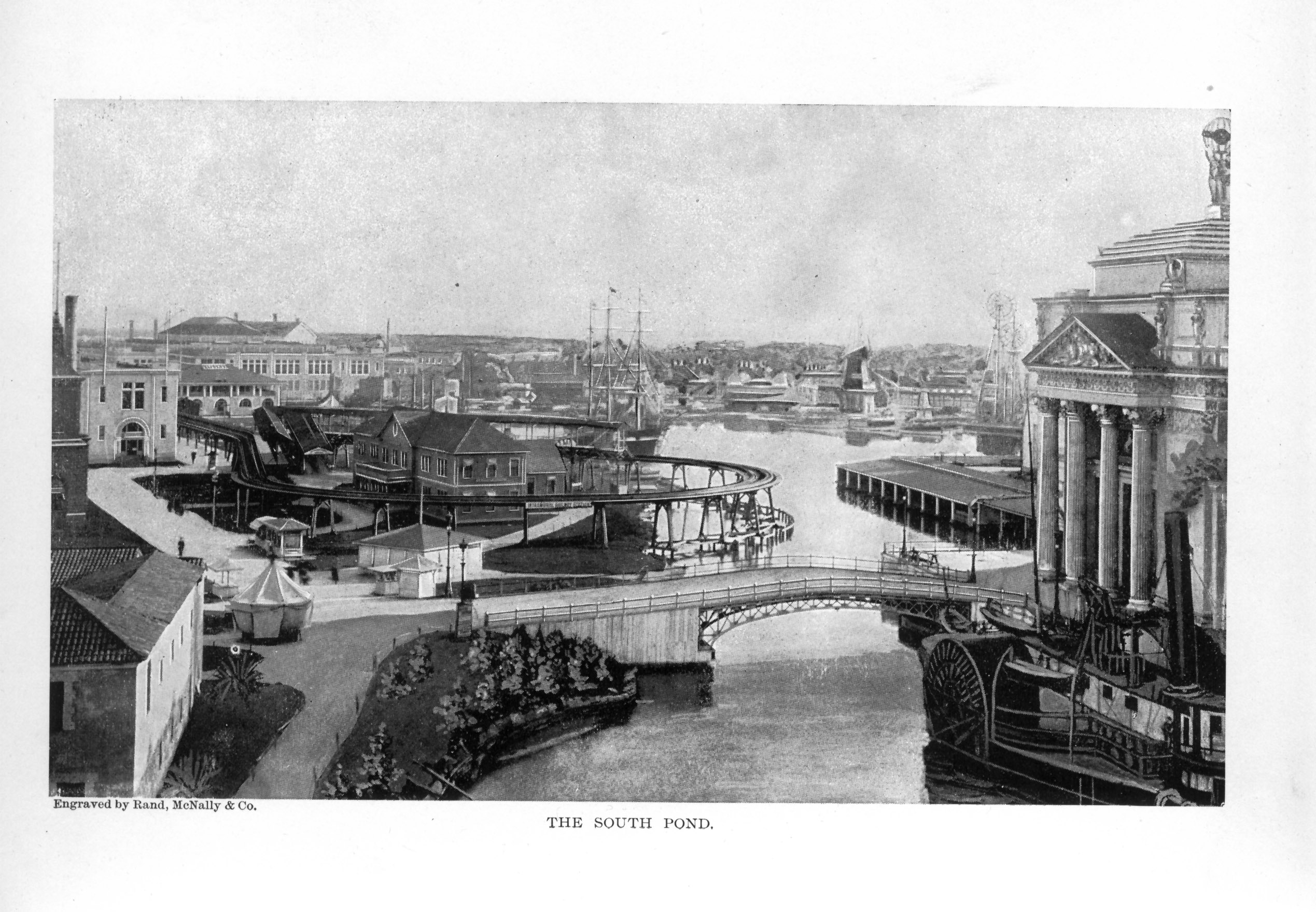 architectural scene with buildings of various shapes and sizes by the water