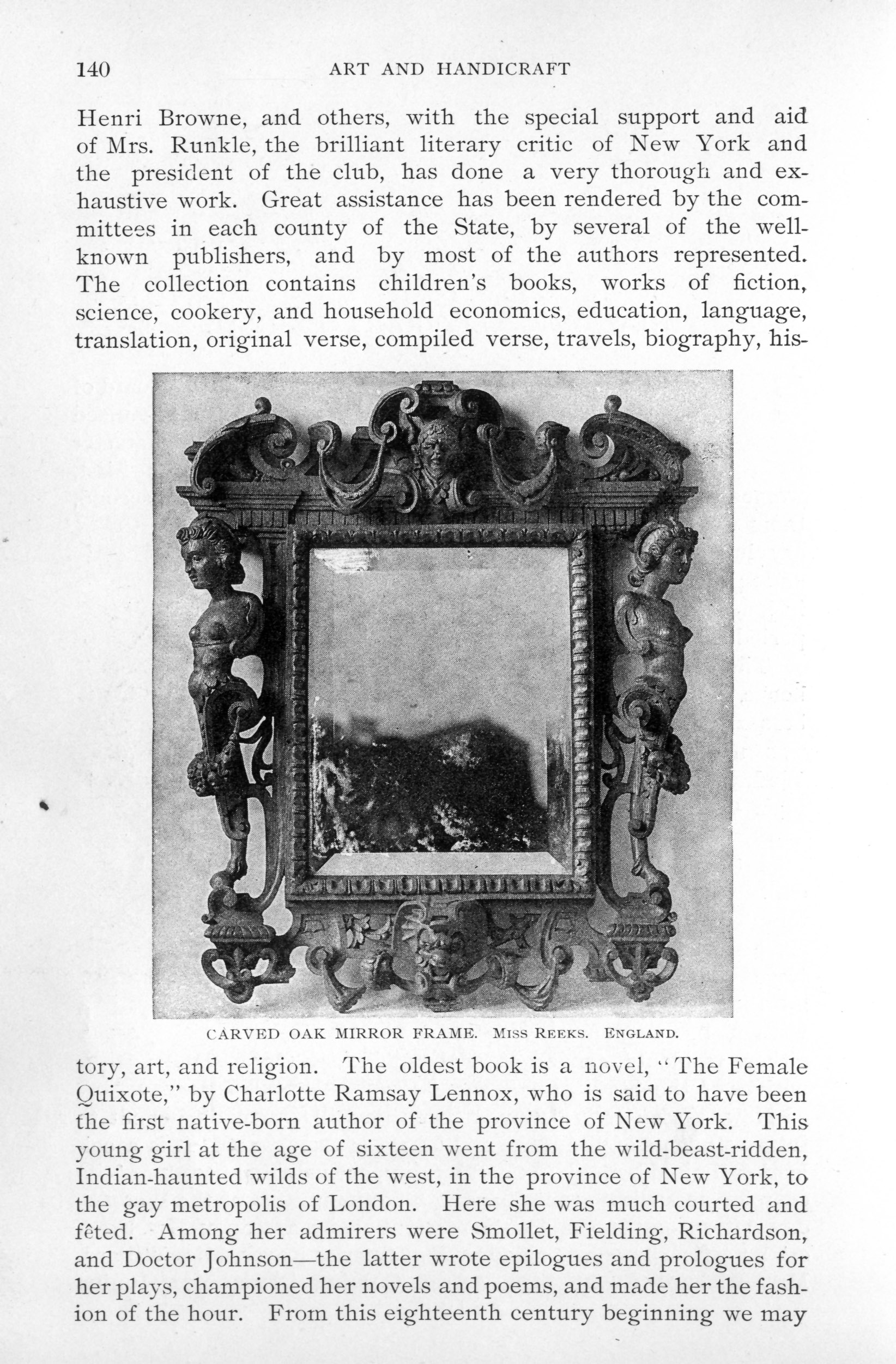 mirror frame carved with female figures and grotesque faces