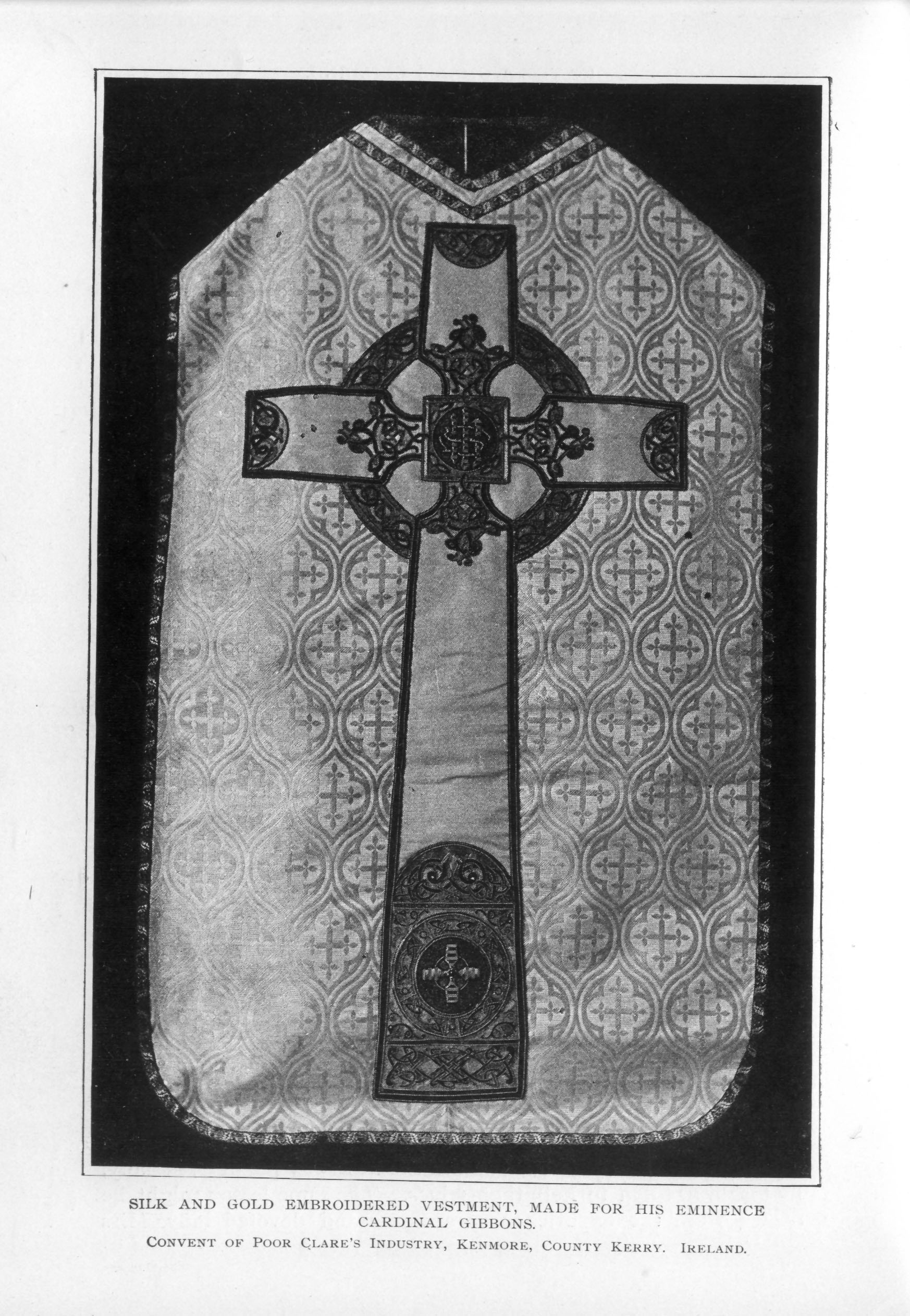vestment decorated with large celtic cross