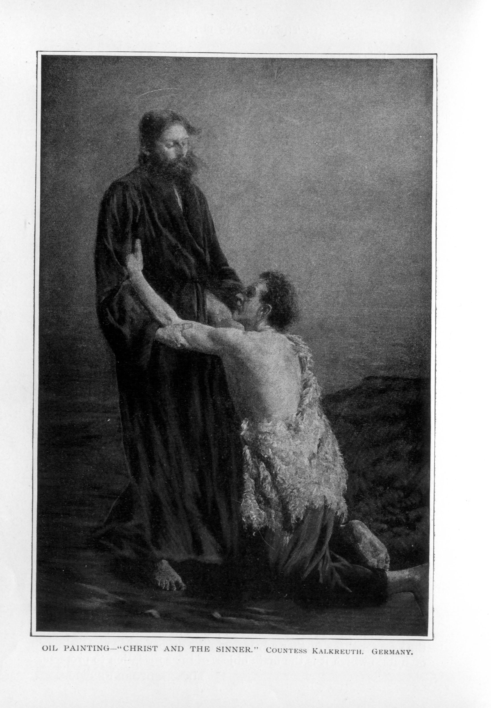 kneeling man beseeching Christ standing before him