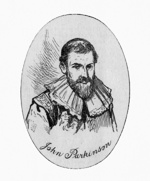 Portrait of John Parkinson in a large Shakespearean collar.
