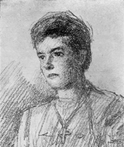 drawing of woman with cross necklace