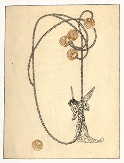 fairy holding a flower stem.