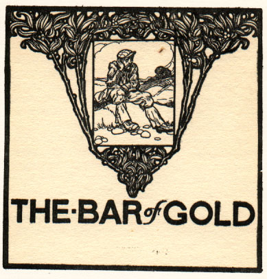sad-looking man seated on a hill. Caption: The Bar of Gold