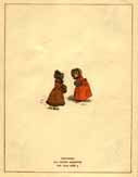 Copyright page, two little girs wearing hats, coats, and muffs cheerily chatting together.