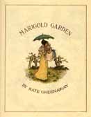Title page, woman standing in a meadow, holding a child in one arm and a parasol in the other.