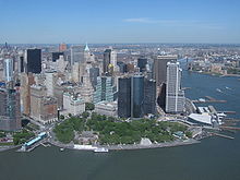 aerial photograph of lower Manhattan