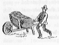 Man pushing a wheelbarrel