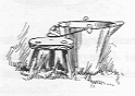Milking bucket and stool.