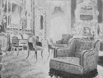 Ornately decorated sitting room.