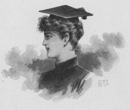 Portrait of a woman wearing a graduation cap.