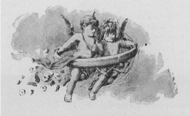 Two putti with flowers.
