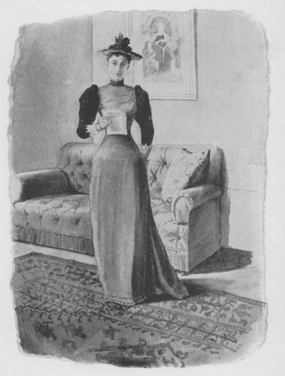 Woman standing in a living room.