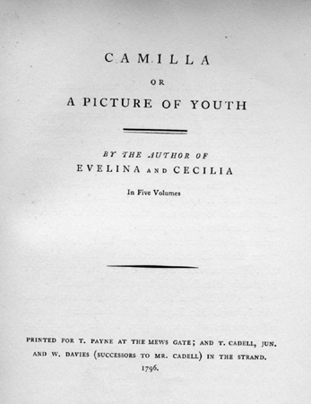 Title Page of Camilla