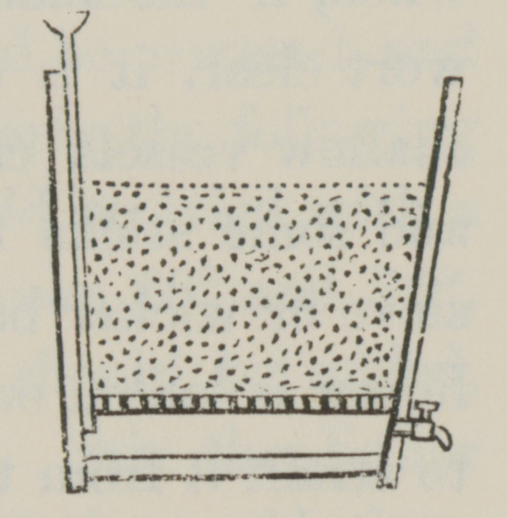 section drawing of tub with spigot at the bottom