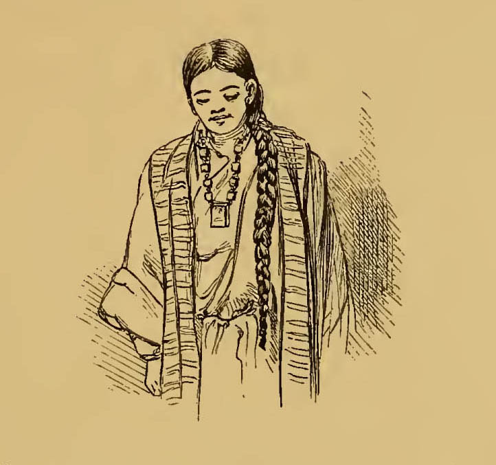 woman with long braided hair