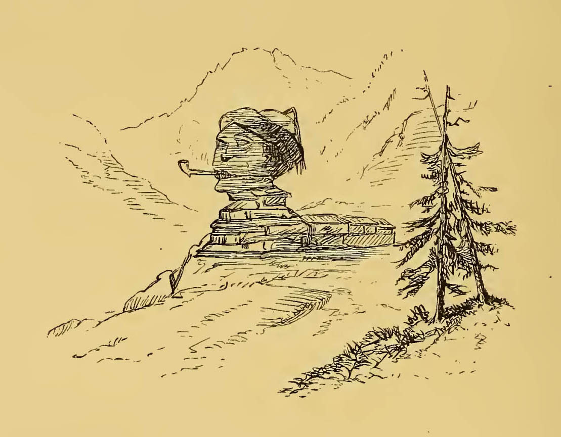 sphinx-like statue with a pipe