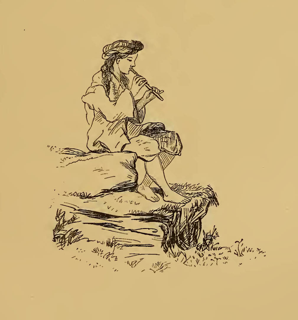 man playing a shepherd's pipe