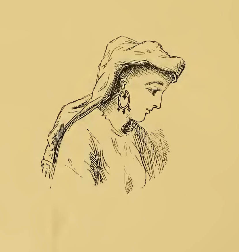 woman with hooped earring and headdress