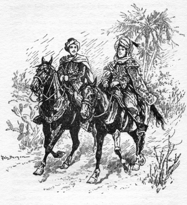 Two men on horseback.