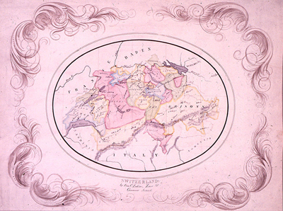 map in oval frame