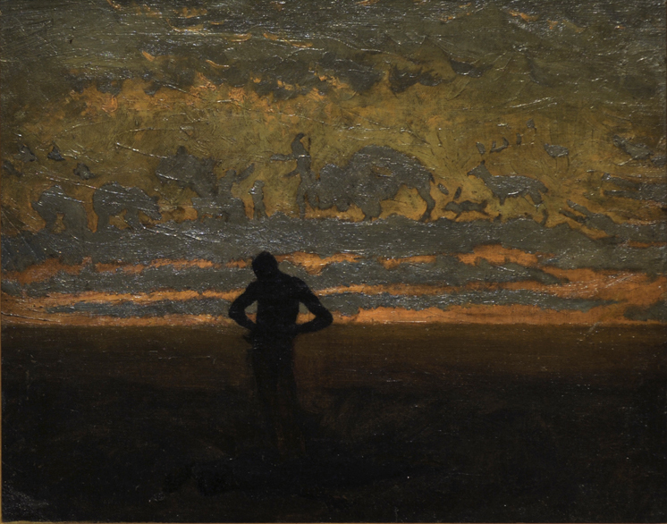 silhouette of man in landscape