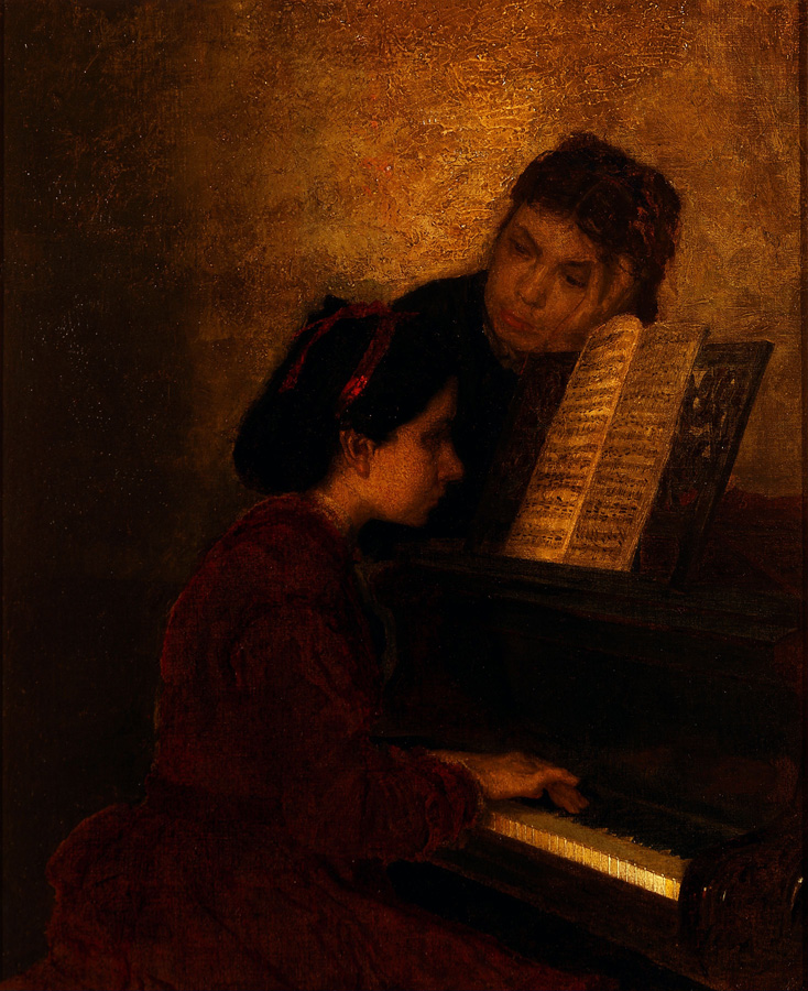 two women at a piano