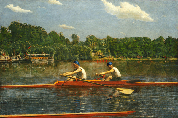 two men rowing