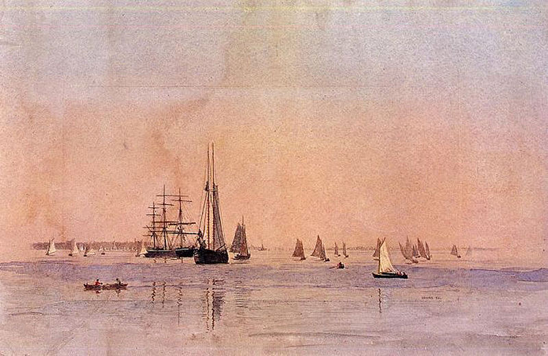 sailboats on a river; similar to previous