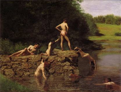 people swimming in the nude