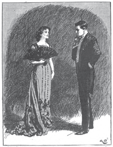 Woman and man standing and talking