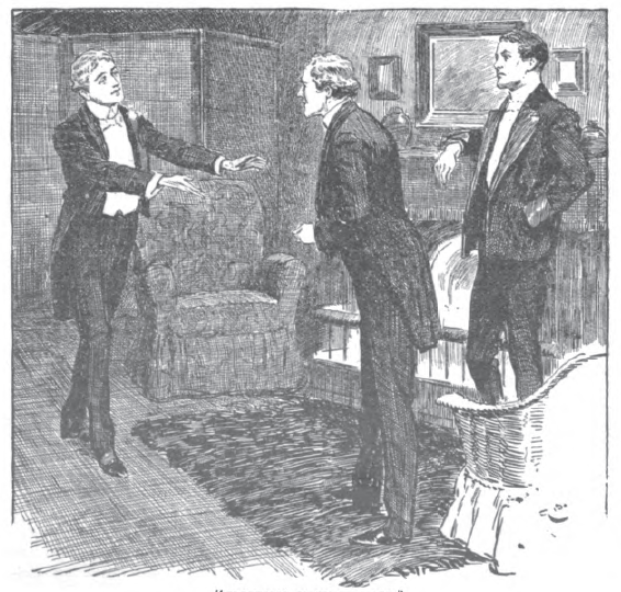 Man entering a room greets two others.