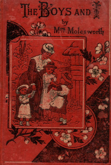 Woman standing with three children. Title: The Boys and I  Mrs. Molesworth