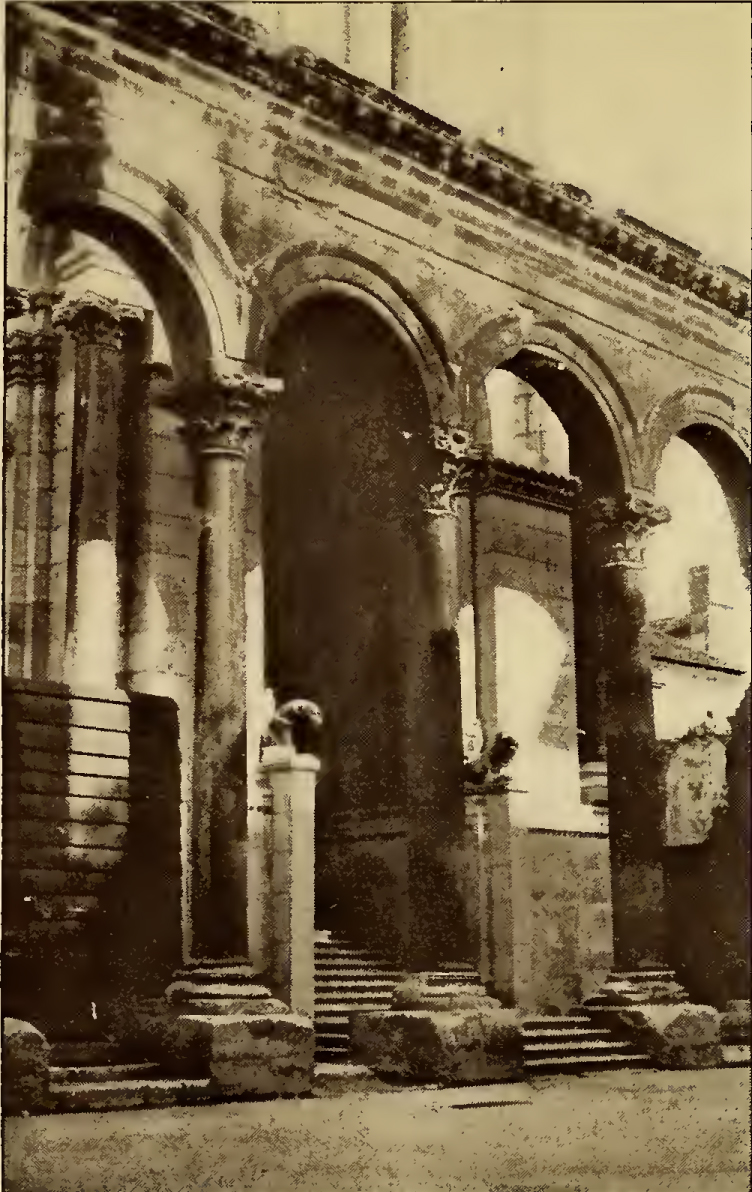 Columned entrance. Caption: Spalato Entrance through Peristyle to the Duomo.