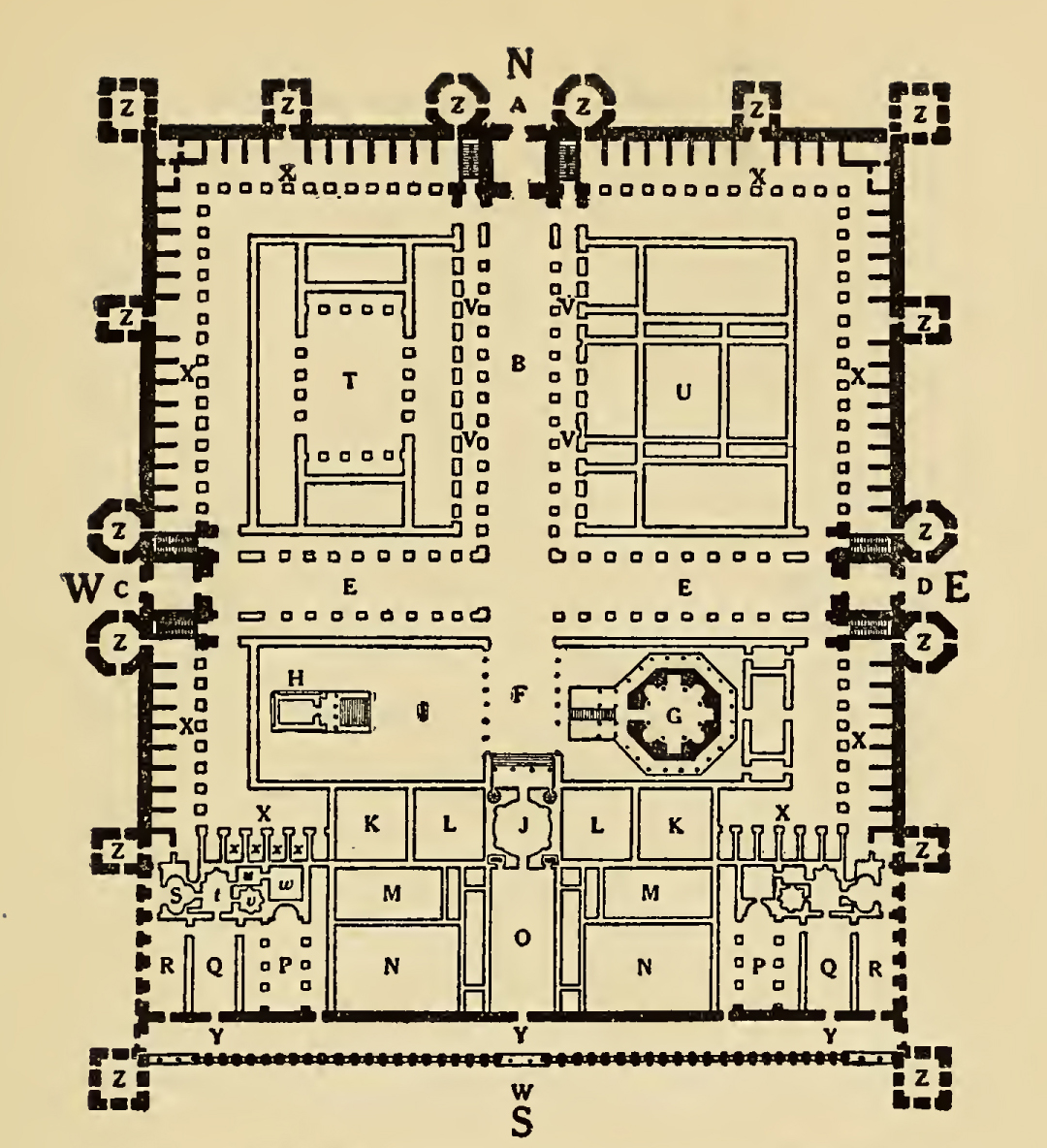Floor plan. Caption: Plan of the 'Palatium' After Plan of Robert Adam (1757)
