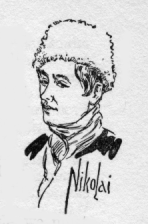 Man wearing a scarf and fur hat. Caption: Nikolai