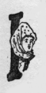 Woman with head scarf. I (illuminated capital for it)