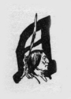 First Nations man with feather in hair. A (illuminated capital)