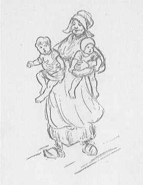 woman with two babies