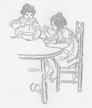 children at a table eating breakfast