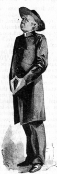 Image of a man in a pastor's jacket and wide hat, holding his hands together at his waist, uncomfortably (Rev. Anthony Hawke).