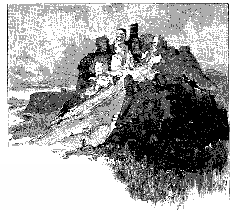 Large rock formation called Scotts Bluff.