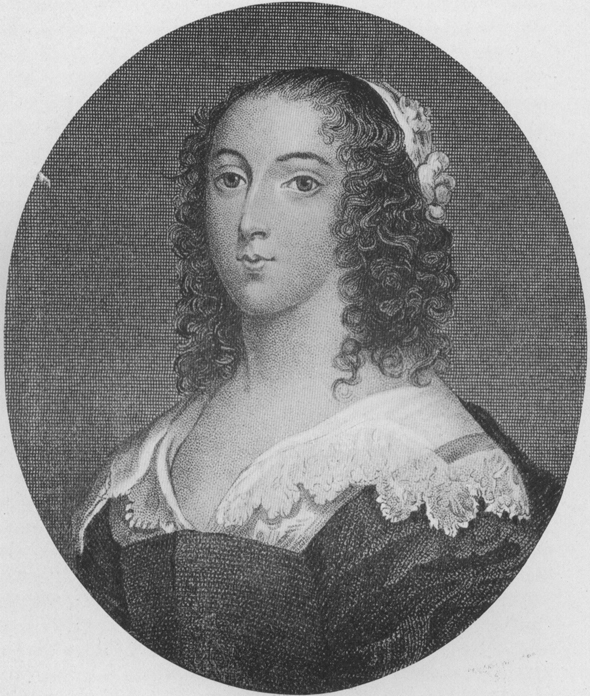 woman with curly hair and dress with lace collar