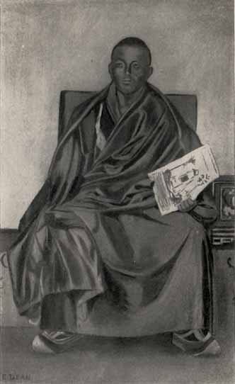 seated man in robe holding paper