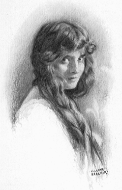 drawing of a woman with long hair