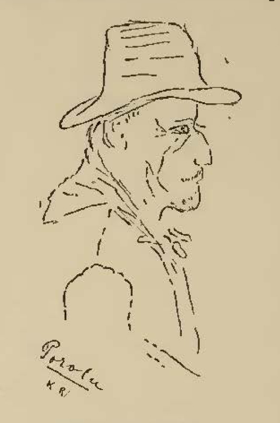 drawing of man in hat
