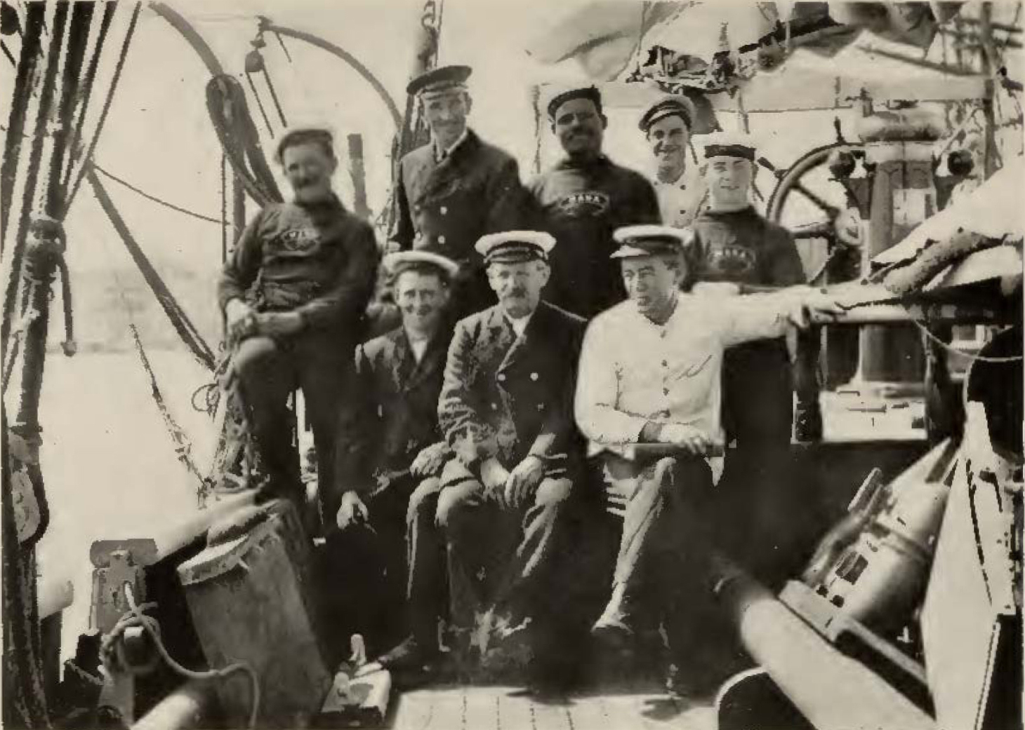 eight sailors on a ship
